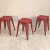 3 superbes tabourets rouge ‘’H’’ perforés TOLIX tout neufs 