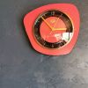 Horloge formica vintage pendule silencieuse Jura rouge noir