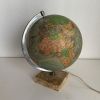 Globe vintage 1960 terrestre verre Perrina marbre - 29 cm