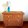 Commode en rotin vintage 1970 