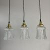 LOT 3 ANCIENNES SUSPENSIONS VINTAGE EN VERRE MOULE