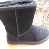 UGG BOTTINES NOIR CUIR DAIM FOURREES T 36-37 NEUF 