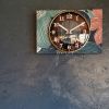 Horloge vintage pendule murale silencieuse Bleu rose