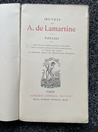 Livre ancien des œuvres de Lamartine de 1823