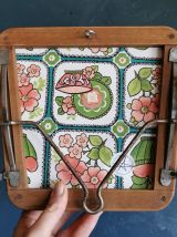 Miroir mural bois presse raquette tennis vintage "Dunlop 2"