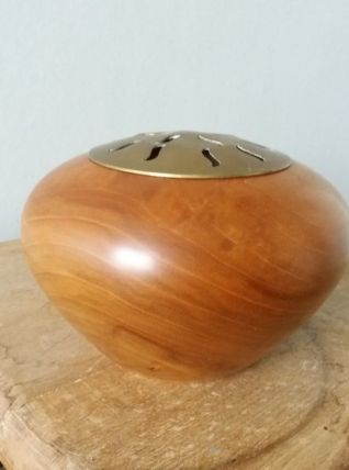 Diffuseur pot pourri signé en bois tourné 