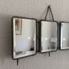 Miroir vintage 1910 triptyque barbier cristal tissu - 25 x 5