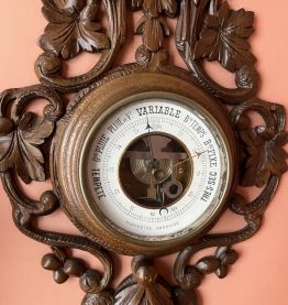 Ancien baromètre thermomètre bois sculpté, TBE, 1930, vintag