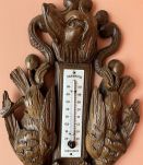 Ancien baromètre thermomètre bois sculpté, TBE, 1930, vintag