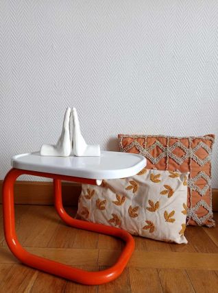 Table d'appoint tubulaire vintage orange 1970 
