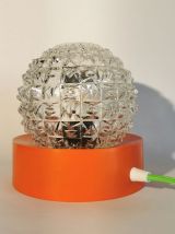 Lampe salon chevet bureau vintage boule verre orange