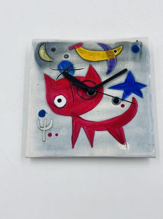 Horloge en céramique de style Joan Miro