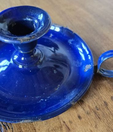 bougeoir tôle émaillée bleue