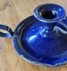 bougeoir tôle émaillée bleue
