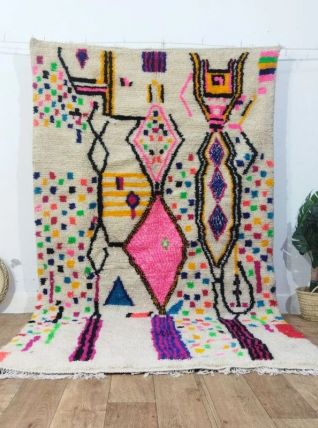 Tapis Berbère Fait Main Multicolore En Laine