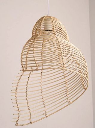 Lustre coquillage bambou rotin 