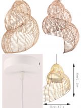 Lustre coquillage bambou rotin 