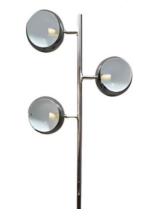 Lampe design vintage Eyeball chromé pied tulipe - 3 globes