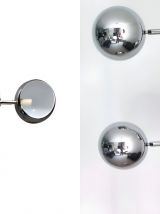 Lampe design vintage Eyeball chromé pied tulipe - 3 globes