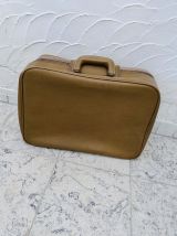 Valise en skaï beige vintage