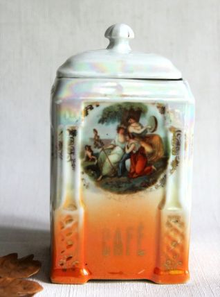 Petite boîte à café vintage - Boîte porcelaine romantique