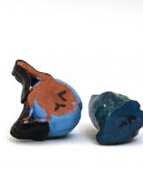 Deux chouettes miniatures bleues - Artisanat fait main