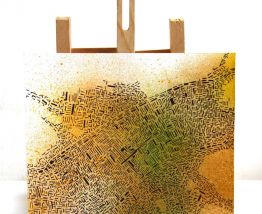 Dessin original art abstrait, art optique - technique mixte 