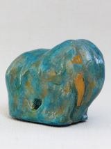 Eléphant bleu et or - Peint à la main artisanat 