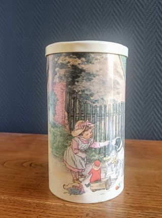 Ancienne boîte à biscuits cylindrique en métal MASSILLY