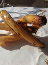 Vase soliflore tripode verre jaune