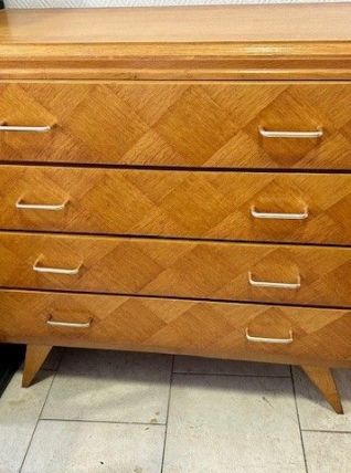 commode vintage année 60 bois naturel