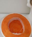 Chapeau paille orange et satin écru - taille 52