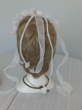 Chapeau capeline de mariée + serre-tête assorti