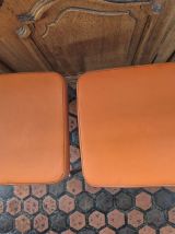 4 Tabourets vintage 60's en skaï orange