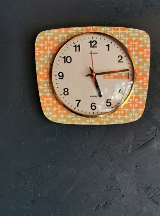 Horloge formica vintage pendule murale silencieuse Hangarter