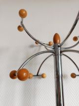 Portemanteau space age chrome et bois 197O 