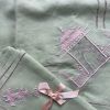 Nappe à thé carrée verte et serviettes assorties, décor chin