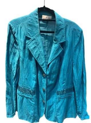 Veste turquoise en lin vintage 