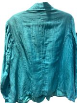 Veste turquoise en lin vintage 