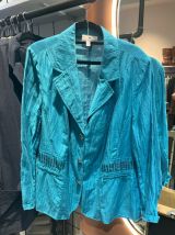 Veste turquoise en lin vintage 