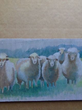 Peinture acrylique sur bois de récup' "Petite troupe"