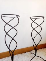 Paire de porte plantes en fer forgé torsadé 