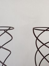 Paire de porte plantes en fer forgé torsadé 