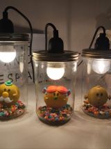 Ensemble de 3 lampes artisanales recyclage déco Monsieur Mad