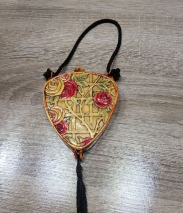 Poudrier ancien Art Déco en bakélite – vers 1920/30 – motif 