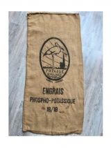 Ancien sac de chanvre "Potasse d'Alsace" impression noire
