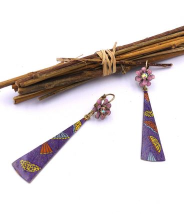 Boucles d'oreilles pendentif customisé et verni, émail