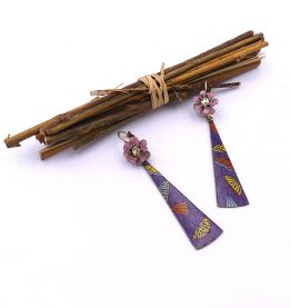Boucles d'oreilles pendentif customisé et verni, émail