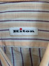 Chemise Kiton rose saumon à rayures rétro
