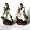 Lot de 2 joueurs de flute, musiciens asiatiques vintage